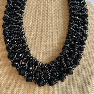 Brutalist collar necklace with high quality crystal beads.